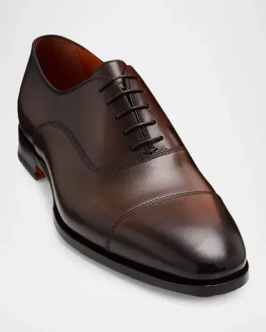 Santoni Men's Leather Cap-Toe Derby Shoes | Thumbnail 5
