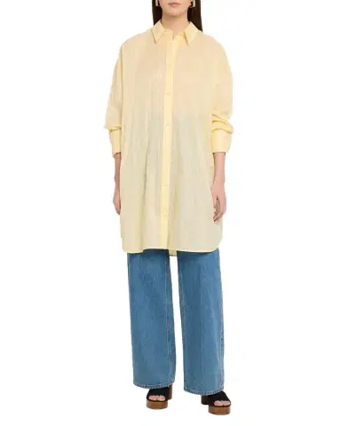 TOTEME Monogram Embroidered Cotton Long Summer Shirt | Thumbnail 1