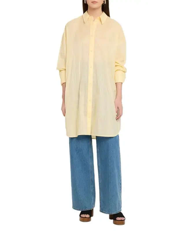 Monogram Embroidered Cotton Long Summer Shirt