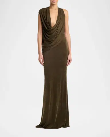 Tom Ford Plunging Cowl-Neck Sleeveless Maxi Dress | Thumbnail 2 Tom Ford Plunging Cowl-Neck Sleeveless Maxi Dress | Thumbnail 2