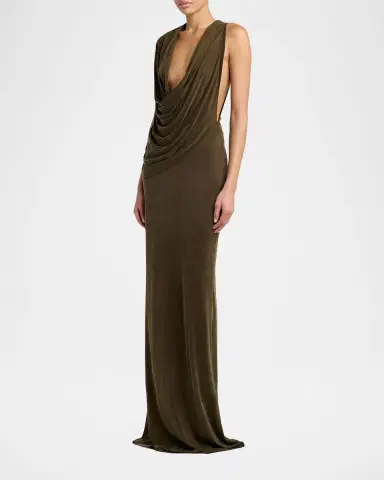 Tom Ford Plunging Cowl-Neck Sleeveless Maxi Dress | Thumbnail 4 Tom Ford Plunging Cowl-Neck Sleeveless Maxi Dress | Thumbnail 4