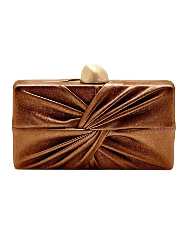 Cult Gaia Lisse Twisted Metallic Leather Clutch Bag