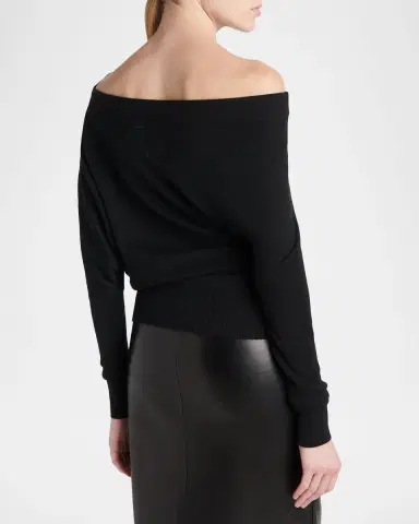 Tom Ford Wool-Silk Asymmetric Off-Shoulder Sweater | Thumbnail 3 Tom Ford Wool-Silk Asymmetric Off-Shoulder Sweater | Thumbnail 3
