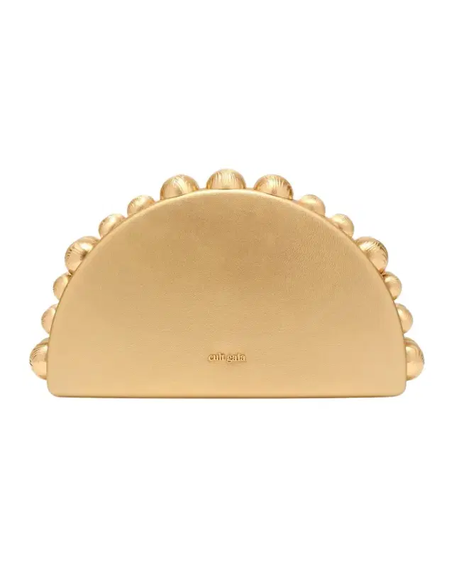 Cult Gaia Gili Crescent Metallic Leather Clutch BAg