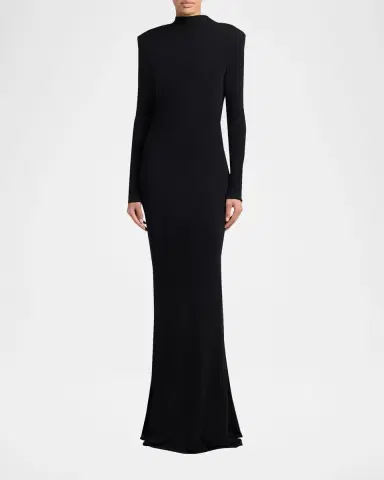 Tom Ford Mock-Neck Strong-Shoulder Cutout Gown | Thumbnail 2 Tom Ford Mock-Neck Strong-Shoulder Cutout Gown | Thumbnail 2
