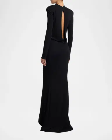 Tom Ford Mock-Neck Strong-Shoulder Cutout Gown | Thumbnail 3 Tom Ford Mock-Neck Strong-Shoulder Cutout Gown | Thumbnail 3