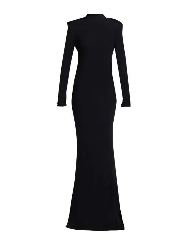 TOM FORD Mock-Neck Strong-Shoulder Cutout Gown