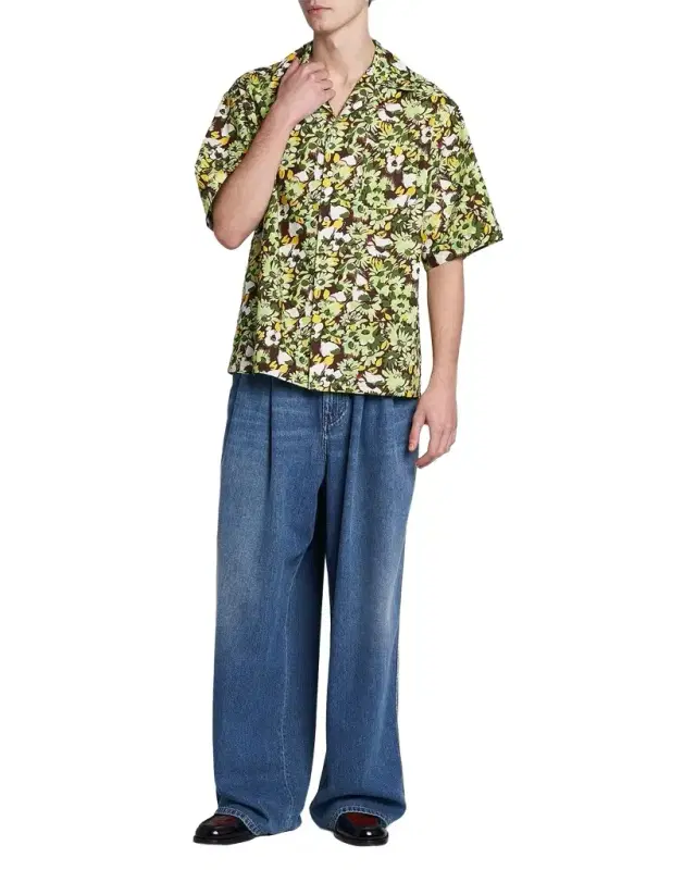 Men 's Multicolor Floral Cotton Camp Shirt