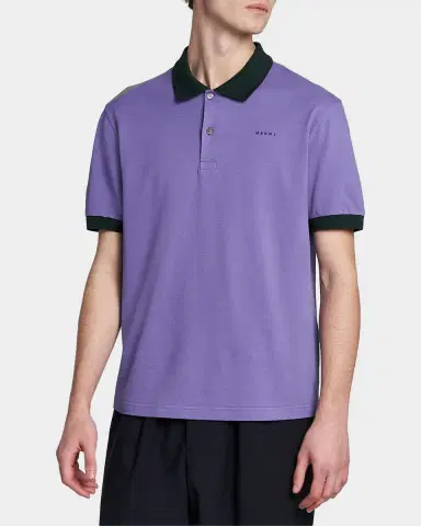 Marni Men's Short-Sleeve Cotton Pique Polo Shirt | Thumbnail 4
