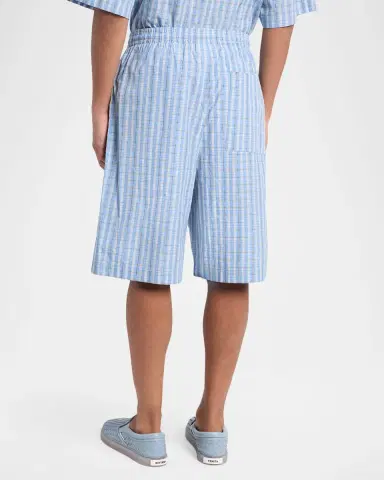 Bottega Veneta Men's Check Cotton-Silk Shorts | Thumbnail 2
