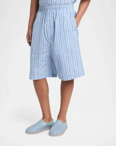 Bottega Veneta Men's Check Cotton-Silk Shorts | Thumbnail 3