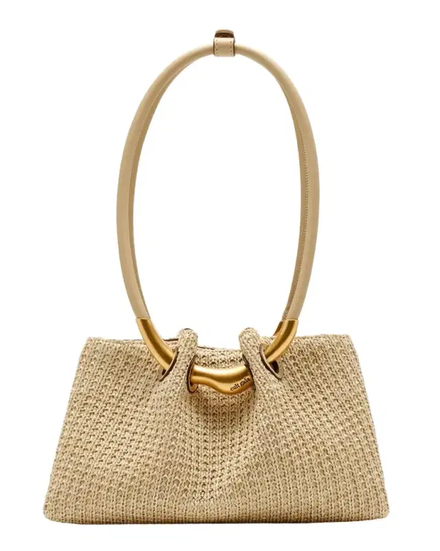 Cult Gaia Asa Pierced Raffia Shoulder Bag