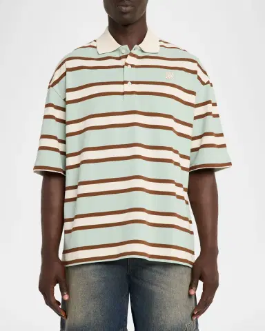 AMIRI Men's Cotton Multi-Stripe MA Polo Shirt | Thumbnail 3 AMIRI Men's Cotton Multi-Stripe MA Polo Shirt | Thumbnail 3