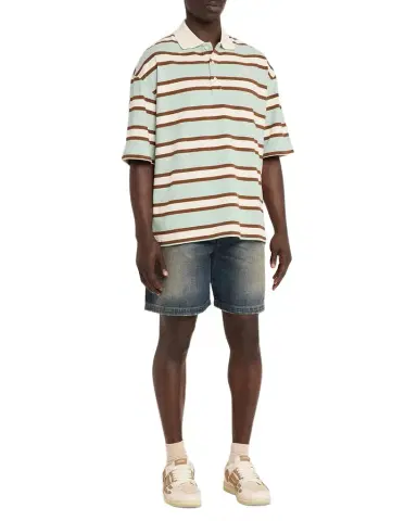 AMIRI Men's Cotton Multi-Stripe MA Polo Shirt | Thumbnail 1 AMIRI Men's Cotton Multi-Stripe MA Polo Shirt | Thumbnail 1