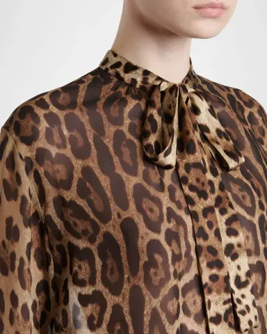 Dolce & Gabbana Leopard-Print Silk Bow-Neck Blouse | Thumbnail 4 Dolce & Gabbana Leopard-Print Silk Bow-Neck Blouse | Thumbnail 4
