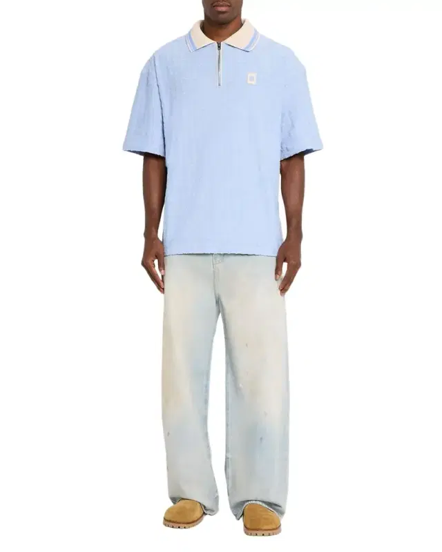 Amiri Men 's MA Terry Jacquard Quarter-Zip Polo Shirt