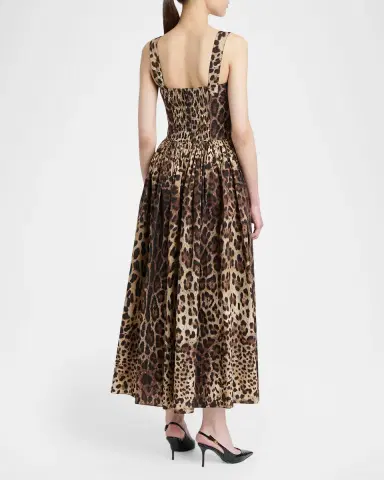 Dolce & Gabbana Leopard-Print Cotton Poplin Midi Bustier Dress | Thumbnail 2 Dolce & Gabbana Leopard-Print Cotton Poplin Midi Bustier Dress | Thumbnail 2