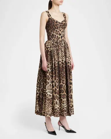 Dolce & Gabbana Leopard-Print Cotton Poplin Midi Bustier Dress | Thumbnail 3 Dolce & Gabbana Leopard-Print Cotton Poplin Midi Bustier Dress | Thumbnail 3
