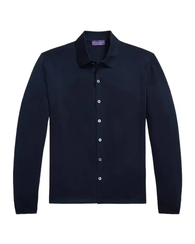 Men 's Cotton Knit Button-Down Shirt