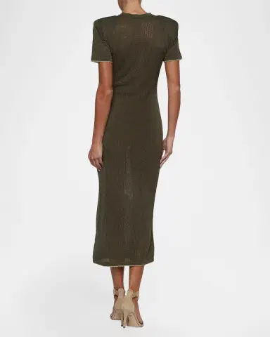 L'Agence Mel Short-Sleeve Open-Knit Midi Dress | Thumbnail 3 L'Agence Mel Short-Sleeve Open-Knit Midi Dress | Thumbnail 3