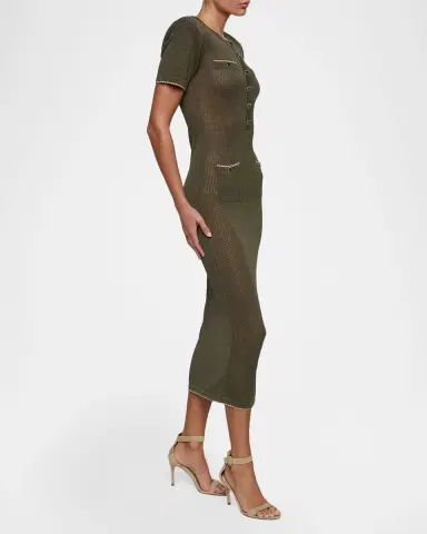L'Agence Mel Short-Sleeve Open-Knit Midi Dress | Thumbnail 4 L'Agence Mel Short-Sleeve Open-Knit Midi Dress | Thumbnail 4