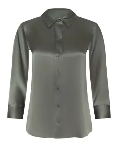 L'Agence Dani Silk Satin 3/4-Sleeve Button-Down Blouse | Thumbnail 1 L'Agence Dani Silk Satin 3/4-Sleeve Button-Down Blouse | Thumbnail 1