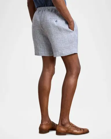 Ralph Lauren Purple Label Men's Hand-Tailored Windowpane Linen Shorts | Thumbnail 3