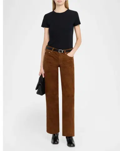 rag & bone Cam Low-Rise Suede Pants | Thumbnail 2