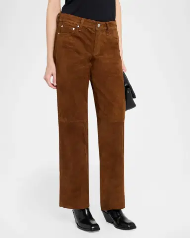 rag & bone Cam Low-Rise Suede Pants | Thumbnail 4