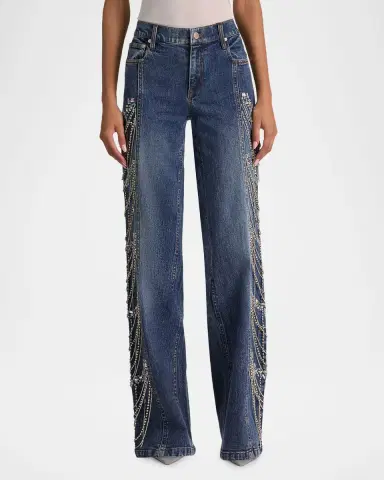 Alice + Olivia Roxie Low-Rise Embellished Jeans | Thumbnail 4 Alice + Olivia Roxie Low-Rise Embellished Jeans | Thumbnail 4