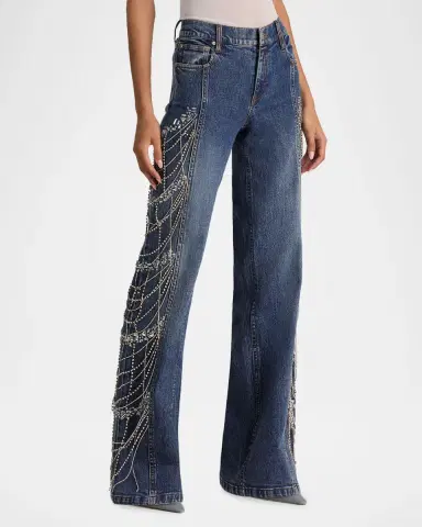 Alice + Olivia Roxie Low-Rise Embellished Jeans | Thumbnail 6 Alice + Olivia Roxie Low-Rise Embellished Jeans | Thumbnail 6