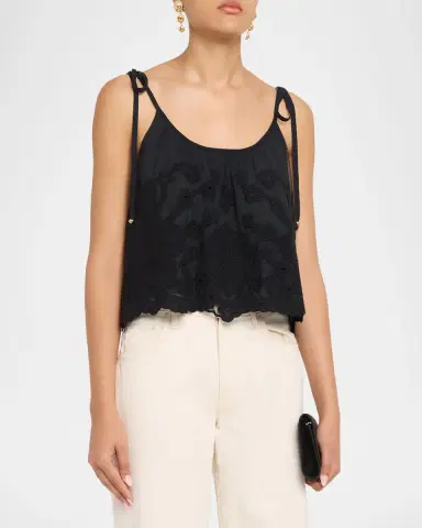 Ramy Brook Elsie Embroidered Shoulder-Tie Top | Thumbnail 4 Ramy Brook Elsie Embroidered Shoulder-Tie Top | Thumbnail 4