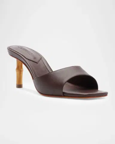 Schutz 75mm Leena Leather Bamboo-Heel Mules | Thumbnail 2