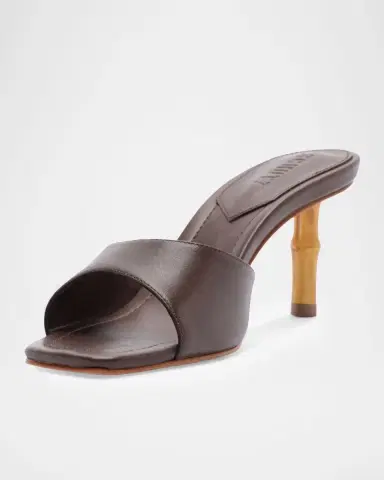 Schutz 75mm Leena Leather Bamboo-Heel Mules | Thumbnail 3