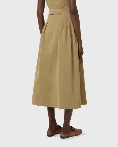 Max Mara Pleated Drawstring Cotton Ottoman Midi Skirt | Thumbnail 3 Max Mara Pleated Drawstring Cotton Ottoman Midi Skirt | Thumbnail 3