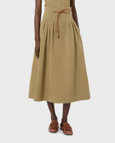 Max Mara Pleated Drawstring Cotton Ottoman Midi Skirt | Thumbnail 4 Max Mara Pleated Drawstring Cotton Ottoman Midi Skirt | Thumbnail 4