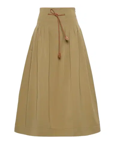 Max Mara Pleated Drawstring Cotton Ottoman Midi Skirt | Thumbnail 1 Max Mara Pleated Drawstring Cotton Ottoman Midi Skirt | Thumbnail 1