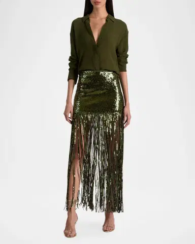 ALICE + OLIVIA Kendra Sequin Fringe Maxi Skirt | Thumbnail 2 ALICE + OLIVIA Kendra Sequin Fringe Maxi Skirt | Thumbnail 2