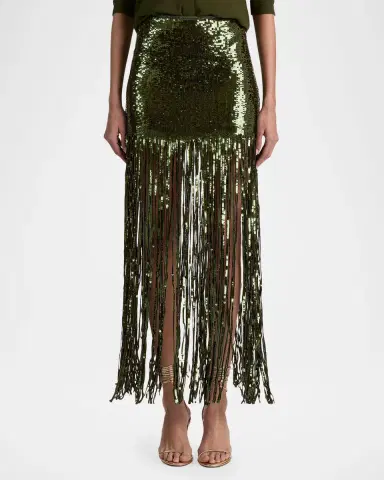 ALICE + OLIVIA Kendra Sequin Fringe Maxi Skirt | Thumbnail 4 ALICE + OLIVIA Kendra Sequin Fringe Maxi Skirt | Thumbnail 4