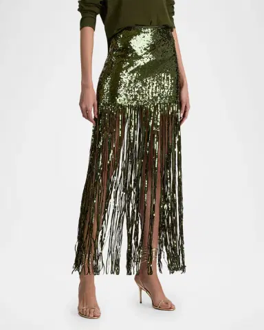 ALICE + OLIVIA Kendra Sequin Fringe Maxi Skirt | Thumbnail 6 ALICE + OLIVIA Kendra Sequin Fringe Maxi Skirt | Thumbnail 6