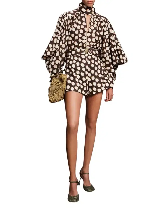 ALÉMAIS Paula Polka Dot Cotton-Silk Blouse