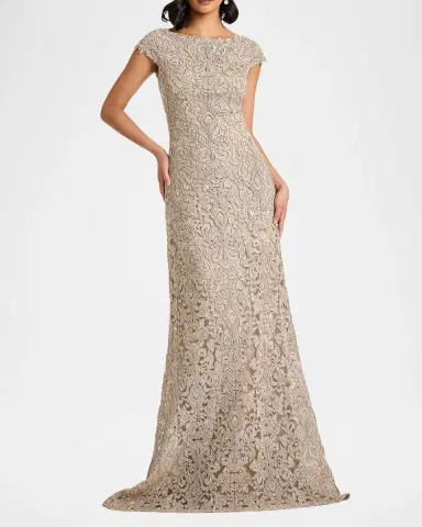 Tadashi Shoji Hoyt Embroidered Cap-Sleeve Gown | Thumbnail 2