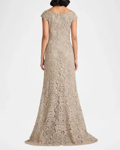 Tadashi Shoji Hoyt Embroidered Cap-Sleeve Gown | Thumbnail 3
