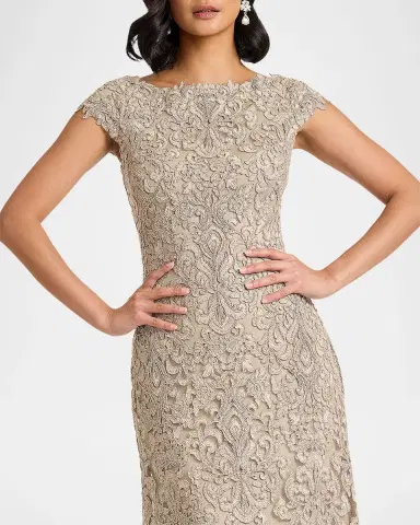 Tadashi Shoji Hoyt Embroidered Cap-Sleeve Gown | Thumbnail 4