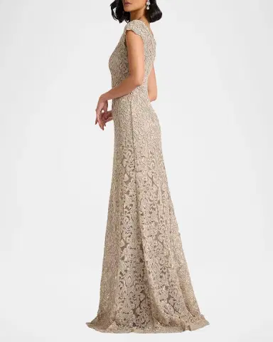 Tadashi Shoji Hoyt Embroidered Cap-Sleeve Gown | Thumbnail 5