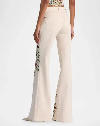 Alice + Olivia Emryn Floral Ultra Low-Rise Flare Jeans | Thumbnail 3 Alice + Olivia Emryn Floral Ultra Low-Rise Flare Jeans | Thumbnail 3
