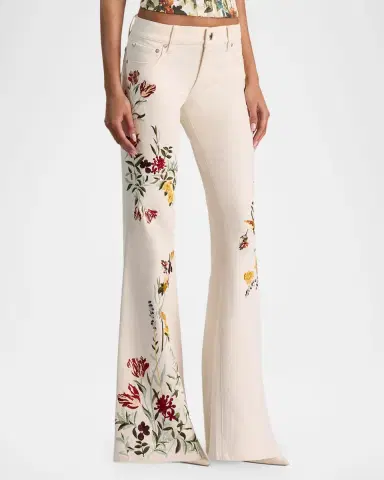Alice + Olivia Emryn Floral Ultra Low-Rise Flare Jeans | Thumbnail 6 Alice + Olivia Emryn Floral Ultra Low-Rise Flare Jeans | Thumbnail 6