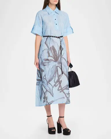 LOVEBIRDS Serenza Crinkled Floral-Print Silk Midi Shirtdress | Thumbnail 4 LOVEBIRDS Serenza Crinkled Floral-Print Silk Midi Shirtdress | Thumbnail 4