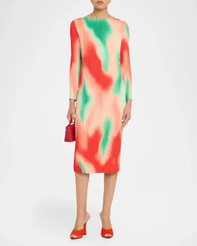Misook Pleated Abstract Midi Dress | Thumbnail 2 Misook Pleated Abstract Midi Dress | Thumbnail 2