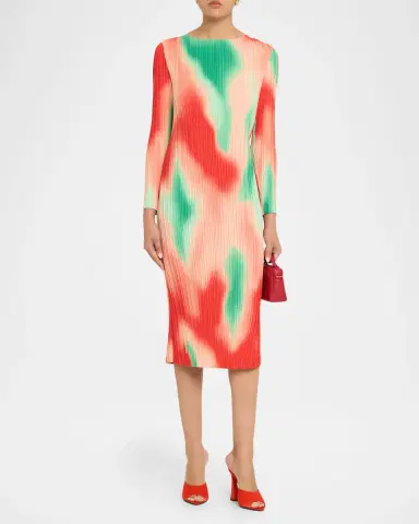 Misook Pleated Abstract Midi Dress | Thumbnail 4 Misook Pleated Abstract Midi Dress | Thumbnail 4